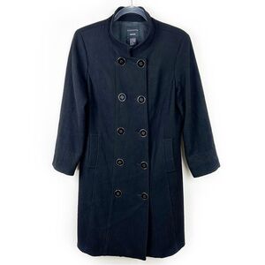 DONCASTER Virgin Wool / Cashmere blend black trench coat longline black size: 10